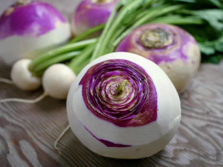 Purple turnip with greens