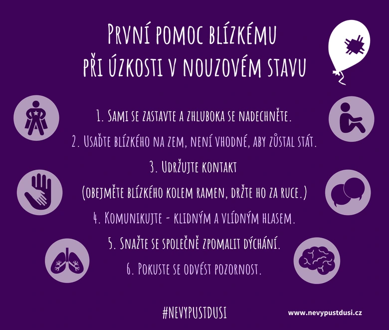 První pomoc při úzkosti v nouzovém stavu - šest kroků