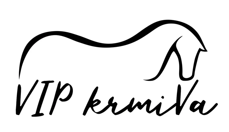 Logo značky VIP Krmiva s siluetou arabského koně.