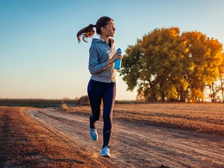 Woman running outdoors